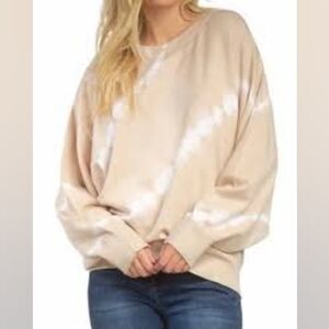 Elan Tan Tie-Dye Crewneck Sweater